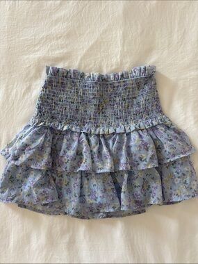 Periwinkle Floral Ruffle Mini Skirt